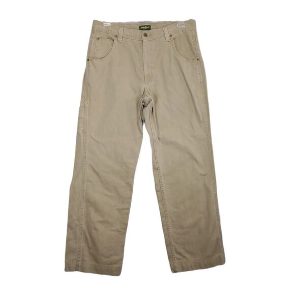 Eddie Bauer Men's 35x32 Khaki Denim Straight Leg Cargo Jeans, Outdoors Gorpcore - Picture 1 of 5